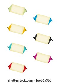 The set of seven blank folded tags ready for your text / The set of blank folded labels / Rectangular labels