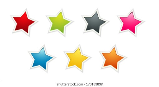 the set of seven blank rating stars / the set of seven color stars / the star