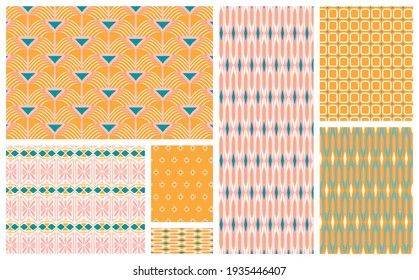 set of seven bright abstract seamless patterns