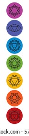 Set of seven chakra symbols. Yoga, meditation. Vector