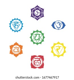 Vector Symbols Seven Chakras Yoga Meditation Stock Vector (Royalty Free ...