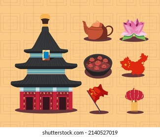 set of seven chinese items