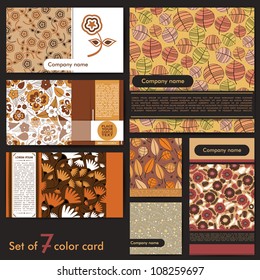 Set of seven colorful floral cards