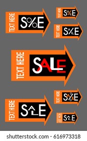 Set of seven colorful image arrows for Sale on a grey background. Vector illustration.