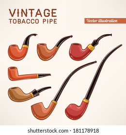 set of seven cute smoking pipes of various shapes and wood 