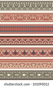 Set of seven decorative borders ornamental in editable vector file