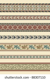 Set of seven decorative borders ornamental in editable vector file