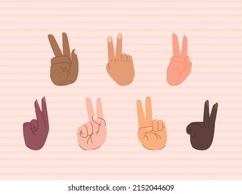 set of seven diverse hands