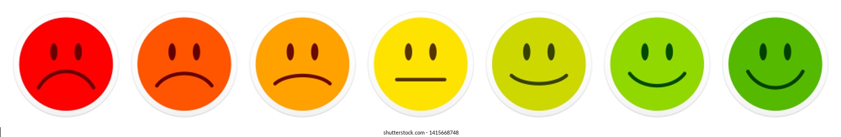 Set Of Seven Faces With White Frame Feedback And Mood