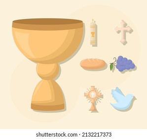 set of seven first communion items