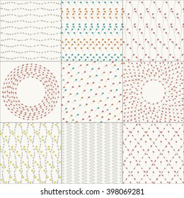 Set of seven floral seamless patterns and two round floral frames