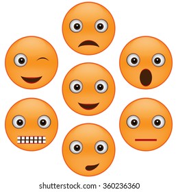 The set of seven funny emoticons.