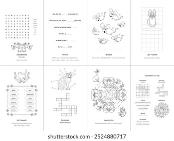 Set of seven games. Cats Theme. Danish language. Set No. 1.