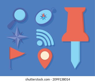 set of seven gps items