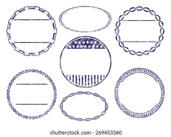 Set of seven grunge rubber stamps templates.