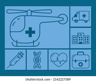 set of seven health icons
