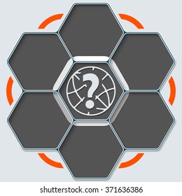 Set of seven hexagons for your text and question mark