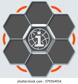 Set of seven hexagons for your text and info symbol