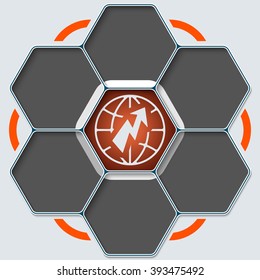 Set of seven hexagons for your text and flash