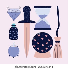set of seven magic icons