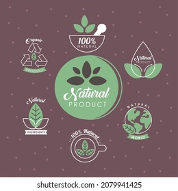 conjunto de siete etiquetas naturales