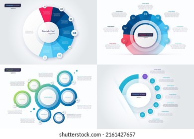 Conjunto de siete plantillas de diseño gráfico de círculo de opciones. Ilustración vectorial.