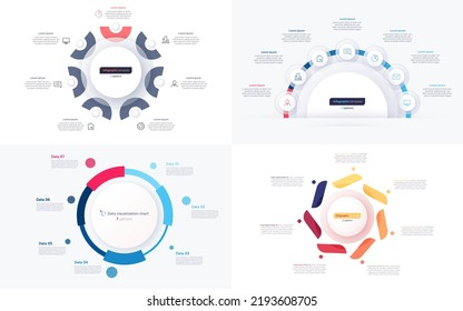 Set of seven option circle infographic design templates. Vector illustration.