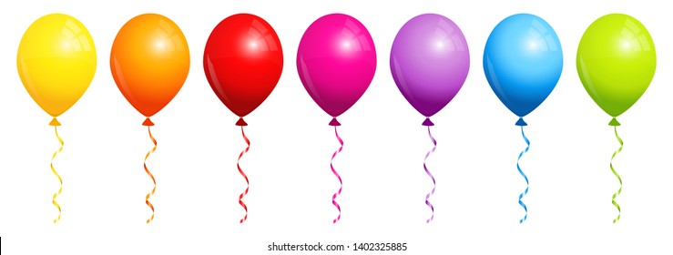 Set Of Seven Rainbow Balloons