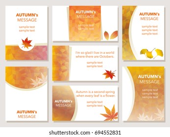 A set of seven vector autumn message cards. 