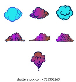 Set of seven vector clouds. Design elements. 