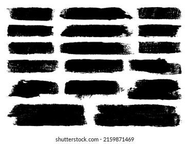 Set Of Seventeen Different Graphic Black Brush Strokes With Scratches