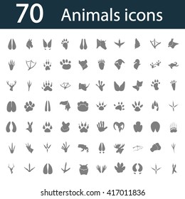 Set of seventy animal icons