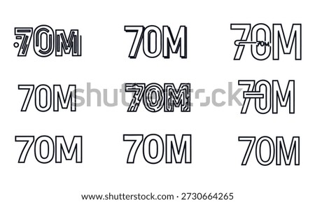 Set of seventy million text effects with different line styles