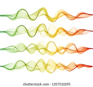 Set of several abstract backgrounds with multicolored waves.