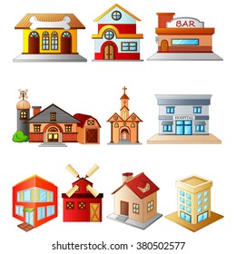 set of several building illustations