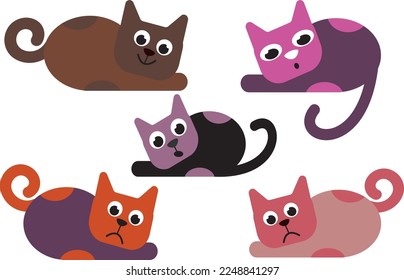 A set of several cats.  Vector file for designs.