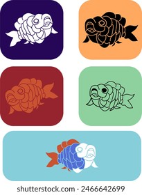 set of several color variants of the koi fish logo