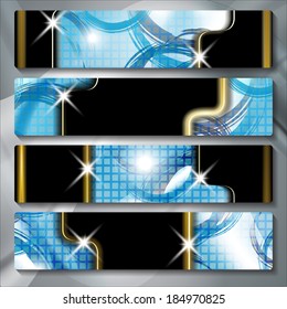 a set of several colored banners