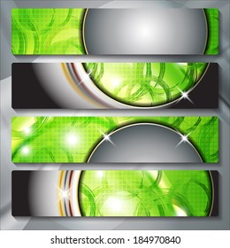 a set of several colored banners