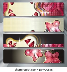 a set of several colored banners