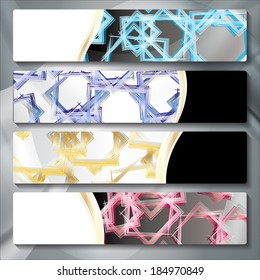 a set of several colored banners