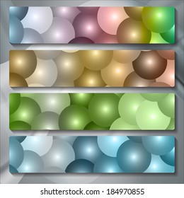 a set of several colored banners