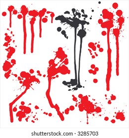 set from several different bloody grunge objects