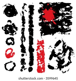 set from several different bloody grunge objects