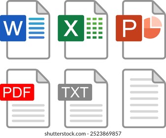 The set of several files icons isolated on white background