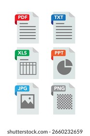 El conjunto de varios iconos de archivos aislados sobre fondo blanco ilustración de stock