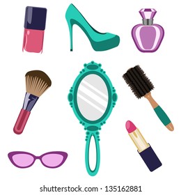 Set of several objects of female beauty