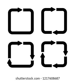 A set of several options for the arrows along the contour of the square