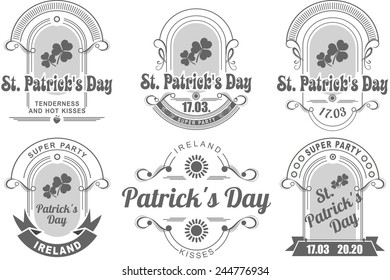 a set of several pieces Calligraphic Design Elements St. Patrick's Day