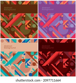 set of several square abstract vector geometric backgrounds of different colors